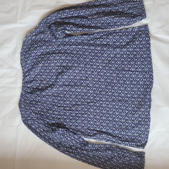 GAP 🐦 Vtg Y2K 🌾 Lightweight Long-sleeve Cornflower Blue Floral Blouse 🪺 Sz S - Picture 3 of 16